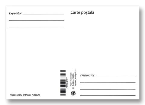 IM0167 „Păsări cântătoare din arealul Moldovei” (ilustrată maximă „Măcăleandru. Erithacus rubecula.” )