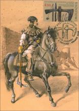 IM0054 ”Arme străvechi de pe teritoriul Moldovei.” /”Buzdugan-bici, vârf de suliţă, topor, vârf de harpon”, marca MP0671/